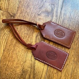 Roots Leather Luggage Tags - Rich Brown